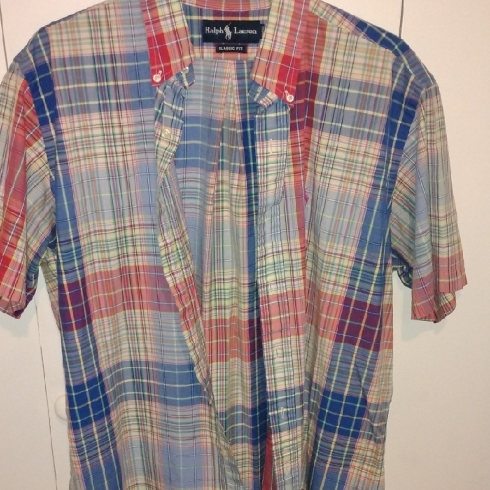 Ralph Lauren Short-Sleeve Multicolor Plaid Button-Down Shirt